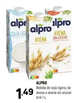 Coviran Alpro - bebida de soja ligera, de avena o avena sin azucar oferta