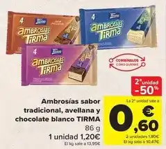 Carrefour Tirma - ambrosias sabor tradicional, avellana y chocolate blanco oferta