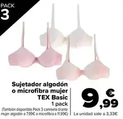 Carrefour Tex basic - sujetador algodon o microfibra mujer oferta