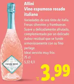 Lidl Allini Vino espumoso rosado italiano oferta