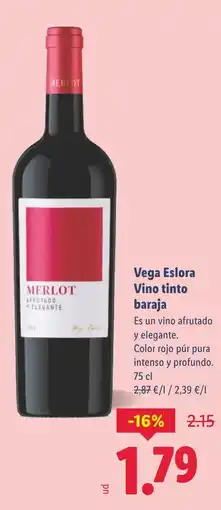 Lidl Vega Eslora Vino tinto baraja oferta