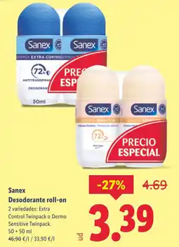 Lidl SANEX Desodorante roll-on oferta