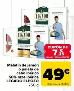 Carrefour Legado elpozo - maletin de jamon o paleta de cebo iberico 50% raza iberica oferta