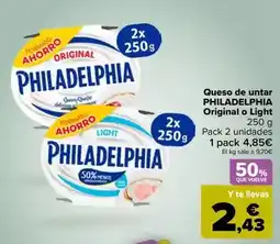 Carrefour Philadelphia - queso de untar original o light oferta