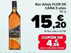 Carrefour Flor de caña - ron anejo 5 anos oferta