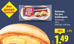 Lidl MCENNEDY Pan para hamburguesa oferta