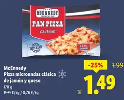 Lidl MCENNEDY Pizza microondas clásica de jamón y queso oferta