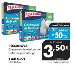 Supermercados Lupa PESCANOVA Corazones de merluza del Cabo sin piel oferta