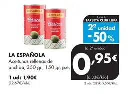 Supermercados Lupa LA ESPAÑOLA Aceitunas rellenas de anchoa oferta