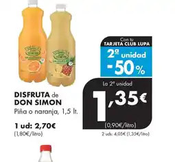 Supermercados Lupa DISFRUTA de DON SIMON Piña o naranja oferta