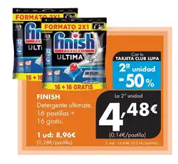 Supermercados Lupa FINISH Detergente ultimate, 16 pastillas + 16 gratis oferta