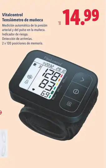 VITALCONTROL Tensiómetro de muñeca