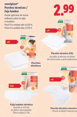 Lidl SENSIPLAST Parches térmicos / Faja lumbar oferta
