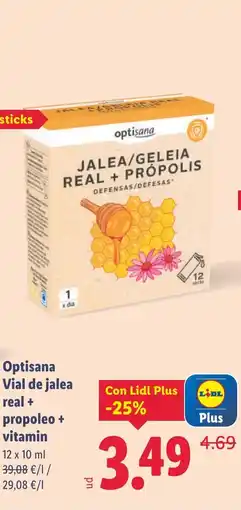 Lidl OPTISANA Vial de jalea real + propoleo + vitamin oferta