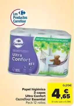 Carrefour Market Carrefour - papel higiénico 3 capas ultra confort essential oferta