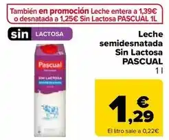 Carrefour Pascual - leche semidesnatada sin lactosa oferta