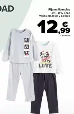 Carrefour Pijama licencias oferta