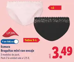 Lidl ESMARA Braguitas mini con encaje oferta