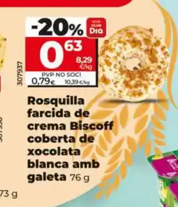 Dia Rosquilla farcida de amb crema Biscoff coberta de xocolata blanca amb galeta oferta