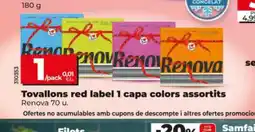 Dia RENOVA Tovallons red label 1 capa colors assortits oferta
