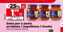 Dia DIA AL DIANTE Salsa per a pasta arrabiata / napolitana / ricotta oferta