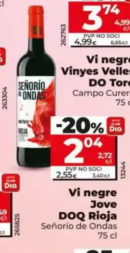 Dia SEÑORIO DE ONDAS Vi negre Jove DOQ Rioja oferta