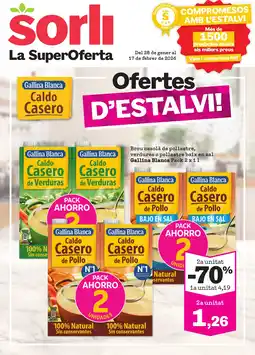 Sorli GALLINA BLANCA Brou casolà de pollastre, verdures o pollastre baix en sal oferta