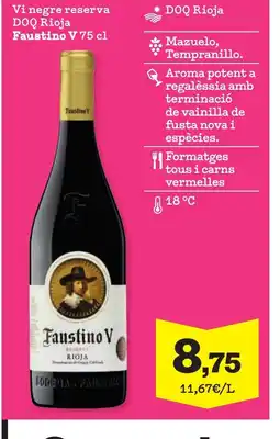 Sorli FAUSTINO Vi negre reserva DOQ Rioja oferta