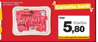 Pasta de llonganissa de vedella