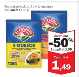 Sorli EL CASERIO Formatge ratllat 3 o 4 formatges oferta