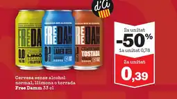 Sorli FREE DAMM Cervesa sense alcohol normal, llimona o torrada oferta