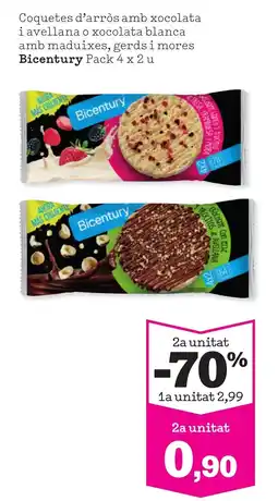 Sorli BICENTURY Coquetes d'arròs amb xocolata i avellana o xocolata blanca amb maduixes, gerdsi mores oferta