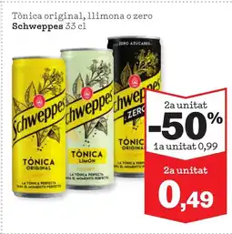 Sorli SCHWEPPES Tònica original, llimona o zero oferta