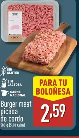ALDI Burger meat picada de cerdo oferta