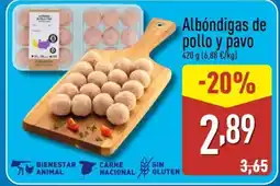 ALDI Albóndigas de pollo y pavo oferta