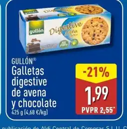 ALDI GULLÓN Galletas digestive de avena y chocolate oferta