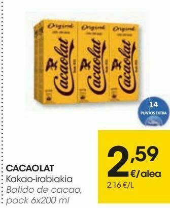 Eroski Cacaolat batido de cacao oferta