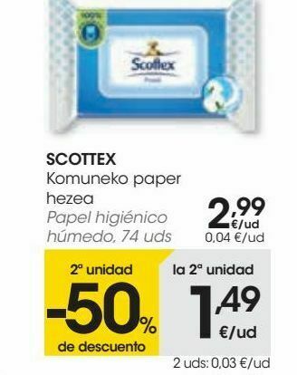 Eroski Scottex papel higiénico húmedo oferta