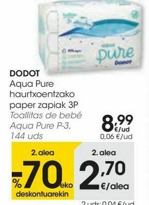 Eroski Dodot toallitas de bebé aqua pure p-3 oferta