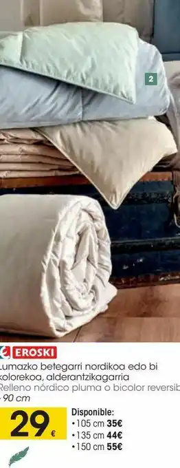 Eroski Relleno nórdico pluma o bicolor reversible 90 cm eroski oferta
