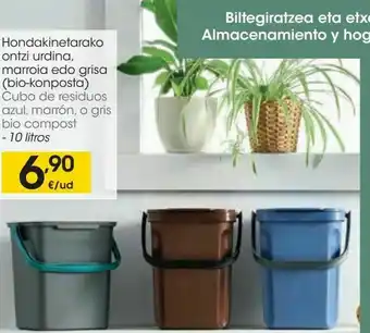 Eroski Cubo de residuos azul, marrón o gris bio compost 10 litros oferta
