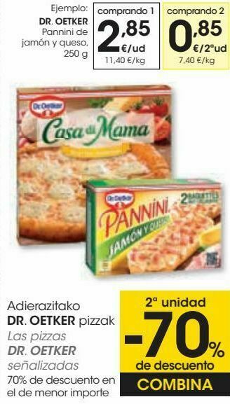 Eroski Dr.oetker pannini de jamón y queso oferta