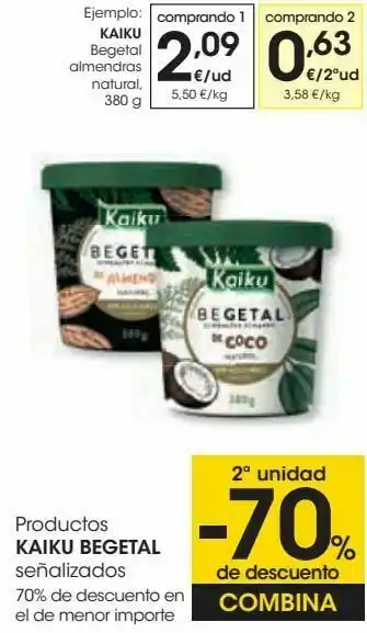 Eroski Kaiku begetal almendras natural oferta
