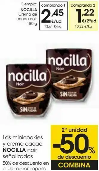 Eroski Las minicookies y crema cacao nocilla noir oferta