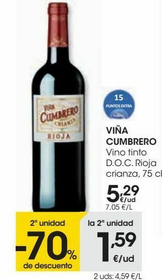 Eroski Viña cumbrero vino tinto d.o.c rioja crianza oferta