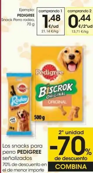 Eroski Los snacks para perro pedrigree oferta