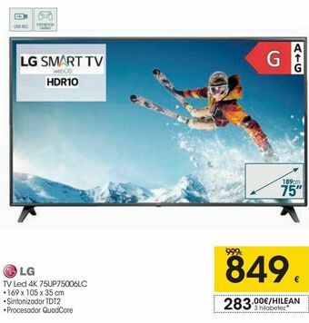 Eroski Lg tv led 4k 75up75006lc oferta