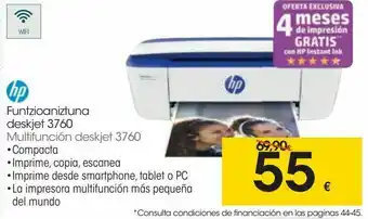 Eroski Hp multifunción deskjet 3760 oferta