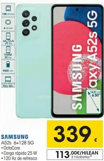Eroski Samsung a52s 6+128 5g oferta
