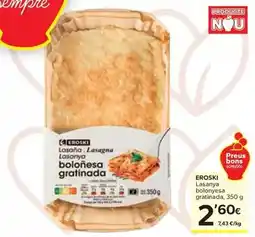 Caprabo Eroski - lasanya bolonyesa gratinada oferta